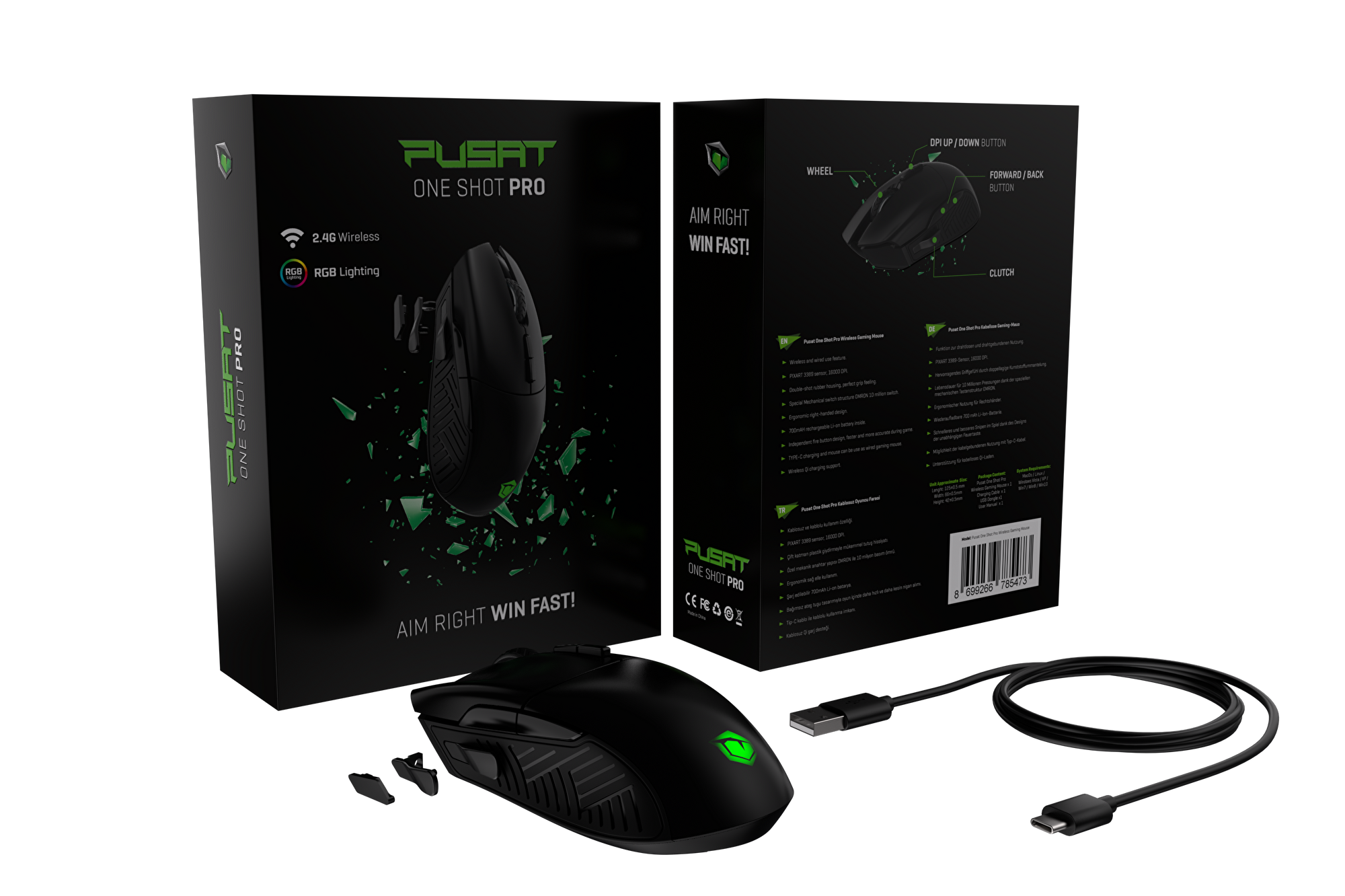 Pusat One Shot Pro Kablosuz Oyuncu Mouse 23387