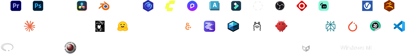 RTX ile hızlandırılan uygulamalar: Adobe Premiere Pro, Photoshop, DaVinci Resolve, Blender, Unity, Unreal Engine, TensorFlow, SolidWorks ve daha fazlası